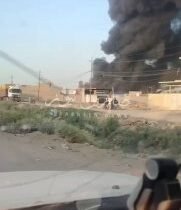 #عاجــــــــــــــــل ارتفاع عمود دخان كثيف اثر اندلاع حريق كبير بمخازن مواد كهر…