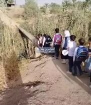 بالفيديو المتداول عبور طلاب من قرية الحلابسة في بغداد على “بوري” حديدي من أجل ال…