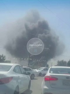 اندلاع حريق كبير قرب تقاطع البصرة بين منطقتي العامرية والغزالية ببغداد #عاجـــــ…