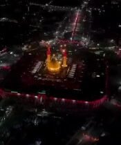 تصوير جوي لمنطقة ما بين الحرمين الشريفين في كربلاء المقدسة ليلة الأربعين…