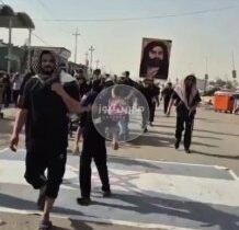 الزيارة الاربعينية علم الكيان الصهيوني تحت أقدام زوار الإمام الحسين عليه السلام…
