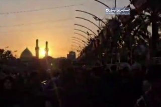 مشهد روحاني مهيب عند شروق الشمس بين الحرمين الشريفين في قبلة الاحرار كربلاء الم…