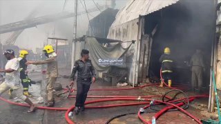 تحديث فرق الدفاع المدني تكافح النيران المندلعة في الحي الصناعي بمدينة الكوت تحدي…