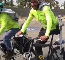 لوحة حسينية بساقٍ واحدة.. زائر من الجمهورية الاسلامية الايرانية يقطع الطريق إلى …