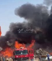 بالفيديو اندلاع حريق قرب محطة كهرباء الهارثة في محافظة البصرة….